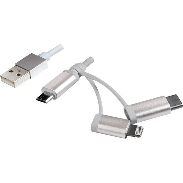Kabel USB LogiLink USB-A - USB-C + microUSB + Lightning 1 m Biały (CU0126)