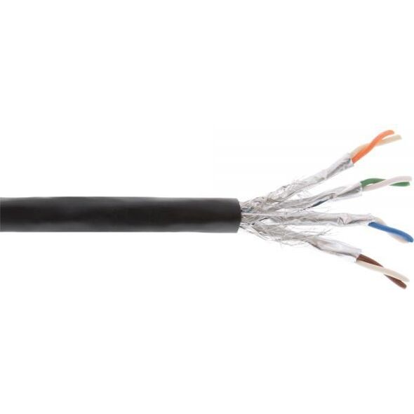 InLine Kabel instalacyjny S/FTP PiMF, Cat.7a, AWG 23, 1200 Mhz, PE, czarny, 500m (70500P)