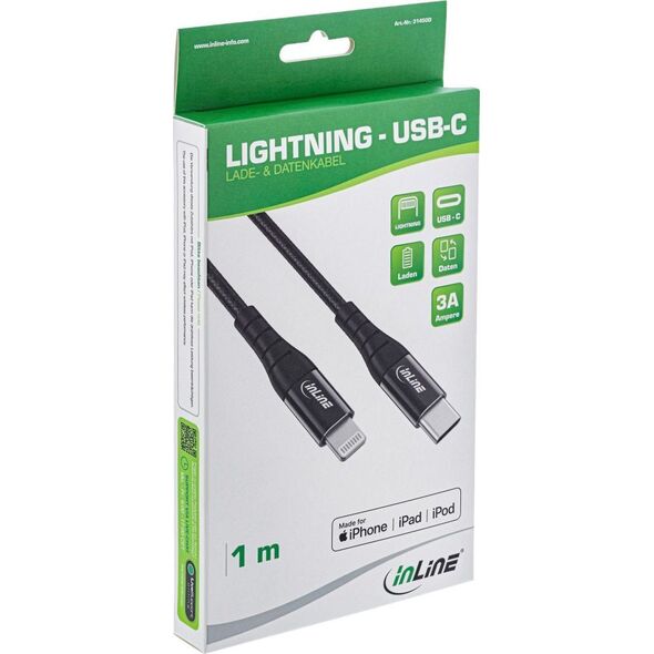Kabel USB InLine USB-C - Lightning 1 m Czarny (31450D)