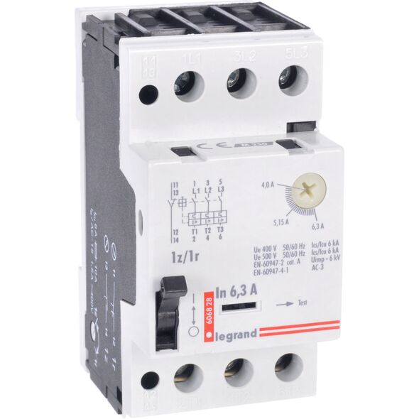 Legrand Wyłącznik silnikowy 3P 2,5kW 4-6,3A M250 1Z/1R 6,3 606828
