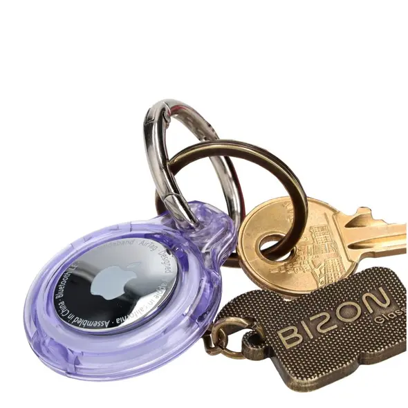 Bizon Case Locator Keychain Apple AirTag clear-purple