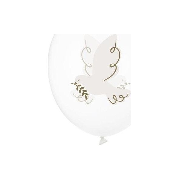 Party Deco Balony Gołąb Crystal Clear 30cm 6szt