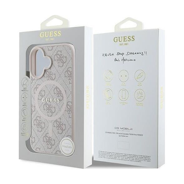 Guess Guess GUHMP16MG4GFRP iPhone 16 Plus 6.7" różowy/pink hardcase 4G Ring Classic Logo MagSafe