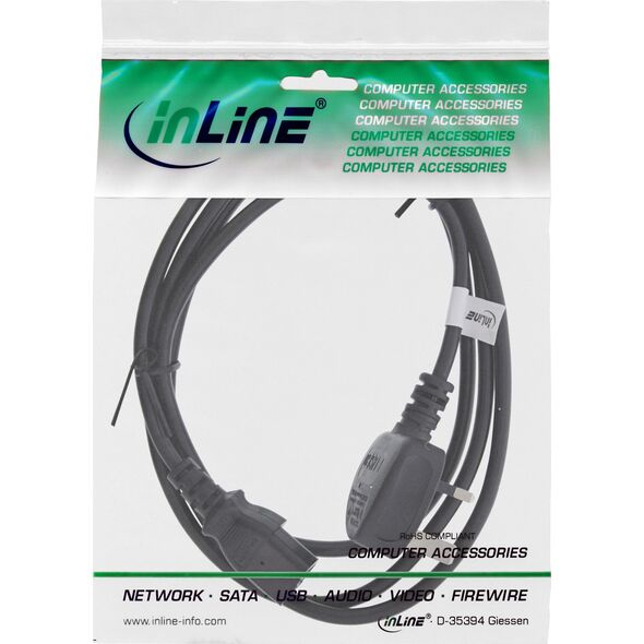 Kabel zasilający InLine InLine® Power cable UK/England plug to 3pin IEC C13, black, 5m