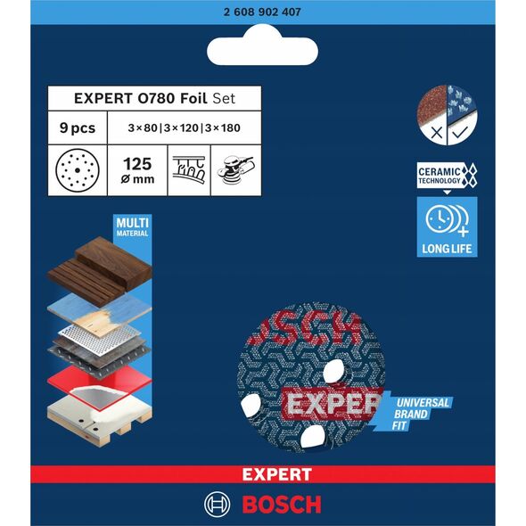 ΛΕΠΤΟΜΕΡΗΣ ΧΑΡΤΙ BOSCH EXPERT O780,125,SET,9PC