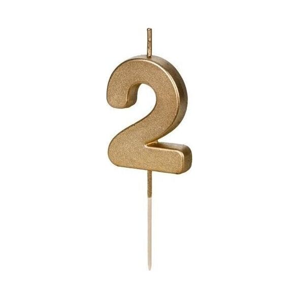 Świeczka urodz.Cyferka 2 4,5cm złoty 32316