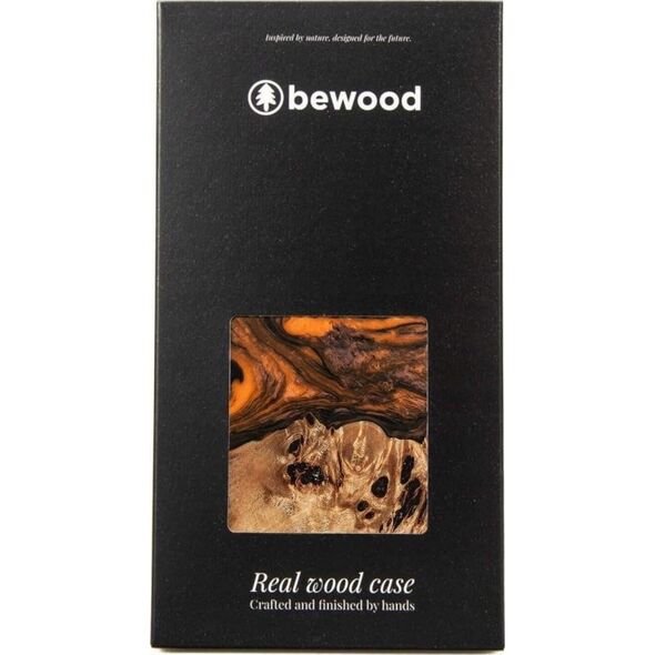 BeWood Etui z drewna i żywicy na iPhone 15 MagSafe Bewood Unique Orange - pomarańczowo-czarne