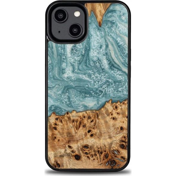 BeWood Etui Bewood Unique Uran z drewna i żywicy na iPhone 15 Plus - niebiesko-białe
