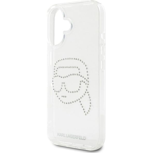 Case Karl Lagerfeld IML Rhinestones Karl Head for iPhone 16 transparent