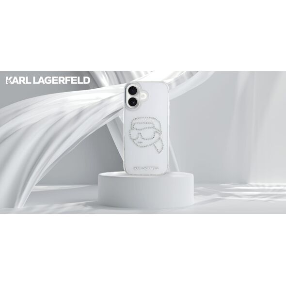 Case Karl Lagerfeld IML Rhinestones Karl Head for iPhone 16 transparent