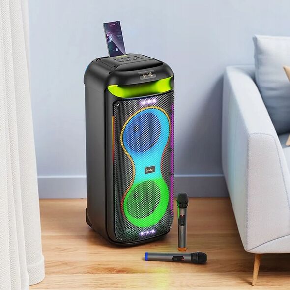 HOCO ηχείο bluetooth + 2 x ασύρματα μικρόφωνα HA13 Max μαύρο