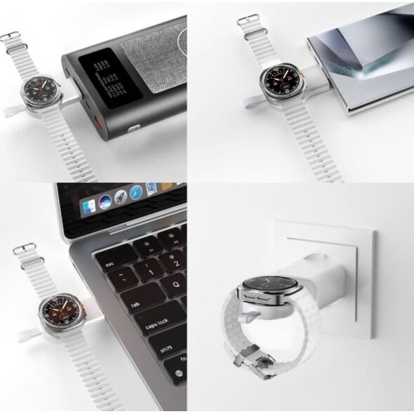 Φορτιστής 4smarts Qi2 Trident με φορτιστή για Galaxy Watch λευκό
