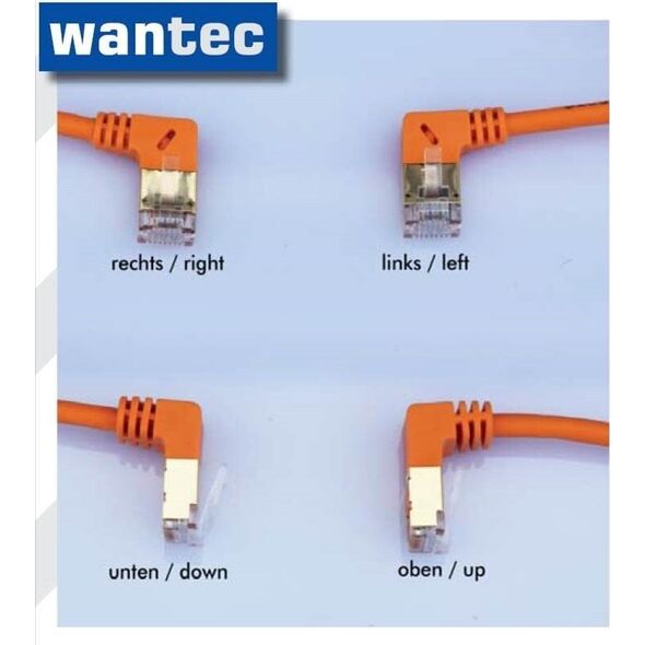 Καλώδιο Patch Wantec wW Cat.7 RohCable γωνιακό 90° αριστερά SSTP πορτοκαλί 3.0m (7568)