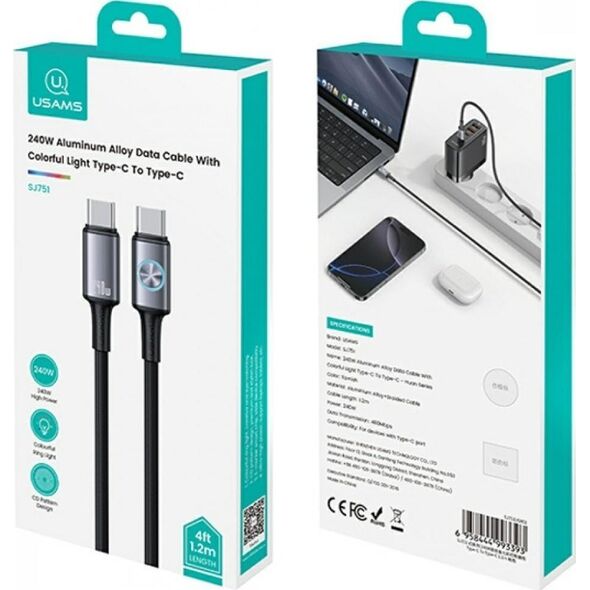 Καλώδιο USAMS Huan Series SJ751 240W USB-C σε USB-C 1,2 m tarnish