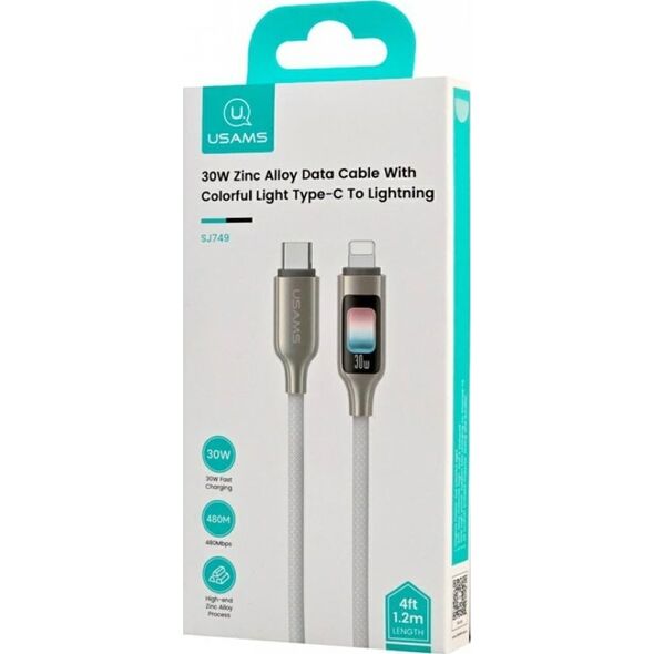 Καλώδιο USAMS TC Series SJ749 30W USB-C σε Lightning 1,2 m τιτάνιο