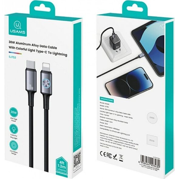 Καλώδιο USAMS Huan Series SJ753 30W USB-C σε USB-C 1,2 m tarnish