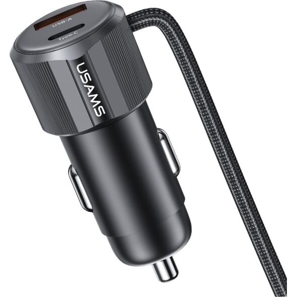 Φορτιστής αυτοκινήτου USAMS YT Series CC287 66W 1xUSB-A 1xUSB-C + καλώδιο 2 σε 1 USB-C/Lightning tarnish