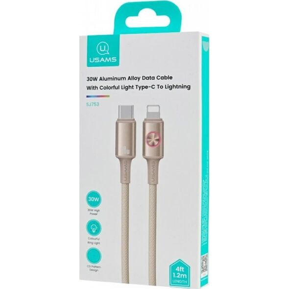 Καλώδιο USAMS Huan Series SJ753 30W USB-C σε USB-C 1,2 m τιτάνιο