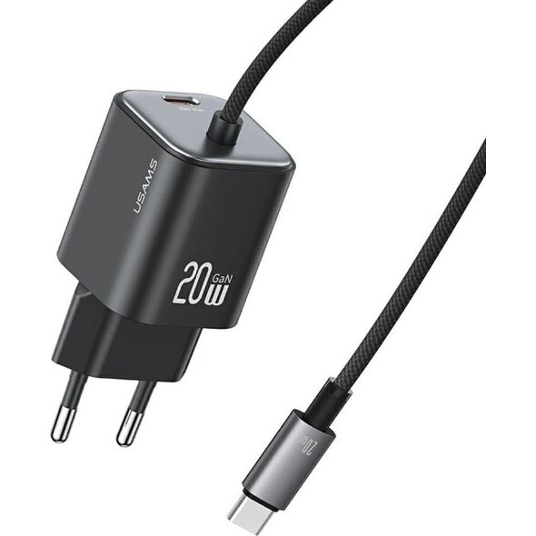 Φορτιστής τοίχου USAMS JC Series CC261 20W GaN Mini Fast Charger 2xUSB-C μαύρο