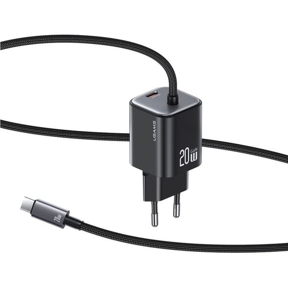 Φορτιστής τοίχου USAMS JC Series CC261 20W GaN Mini Fast Charger 2xUSB-C μαύρο