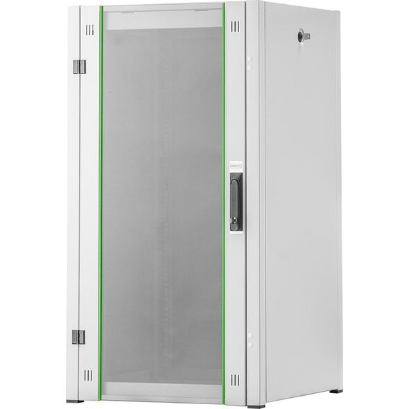 Ντουλάπι Digitus Hyper Pro ανεξάρτητο ντουλάπι δικτύου 19" 22U ράφι 600x600, γυαλί μπροστινής πόρτας, γκρι, 1000kg 14011965 4016032493174