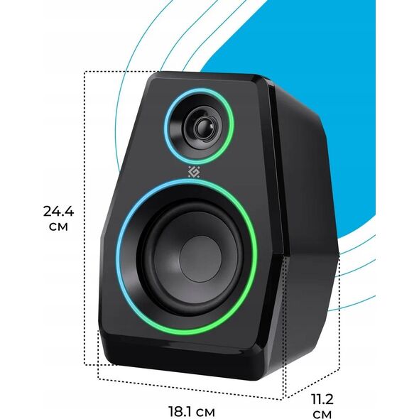 Defender g�o�niki Solar 10, 2.0, 10W, czarne, Bluetooth 5.3/AUX