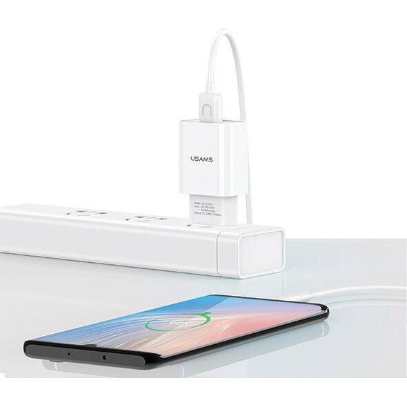USAMS Wall Charger 1xUSB T21 USB-C white 2,1A Fast Charging T21OCTC01