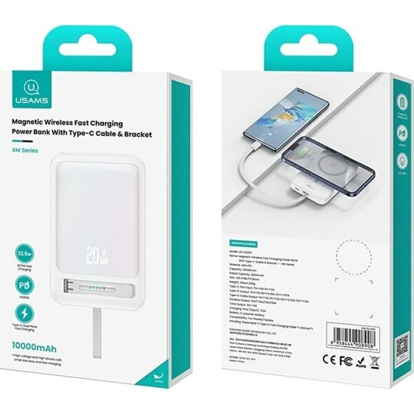 Φορητός φορτιστής USAMS XM Series CD219 10000mAh Μαγνητικός Ασύρματος μπλε