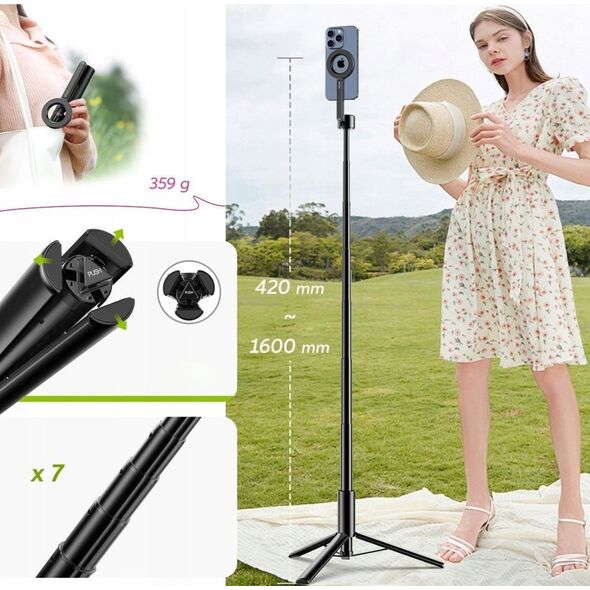 Kijek SELFIE Stick Statyw 1.6m na Magnes MagSafe Telefon Smartfon + PILOT / MG-002 MAX