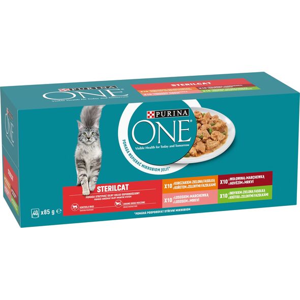 PURINA ONE STERILCAT βοδινό, κοτόπουλο, σολομός, γαλοπούλα 40x85g