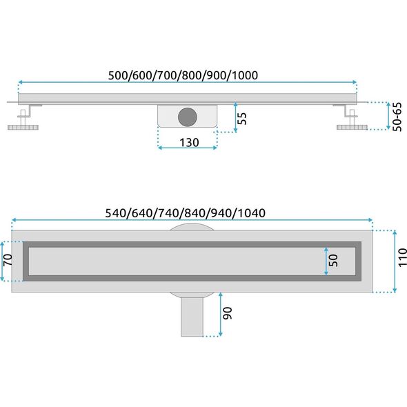 REA-G5806 / REA / NEOX PRO / ODWODNIENIE LINIOWE 500 SZCZOTKOWANY /