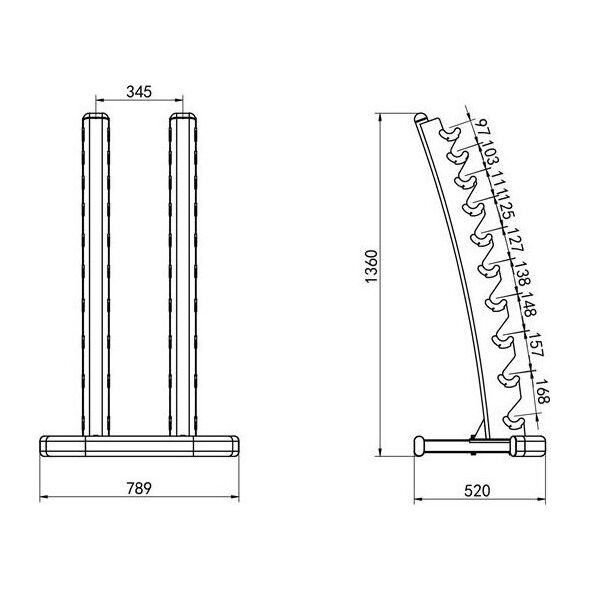 ZESTAW HANTLI POLIURETANOWYCH HPT 2 x 1 - 10 KG (110 KG) + STOJAK STR37 HMS