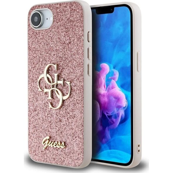 Etui Guess Fixed Glitter Big 4G do       iPhone 16e różowy