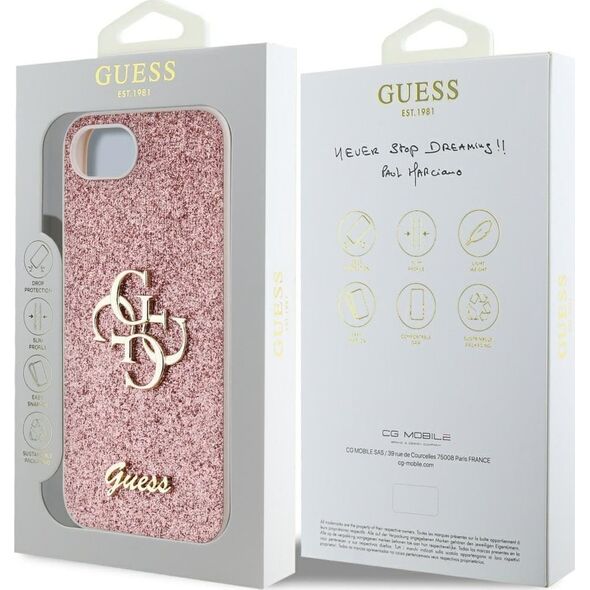 Etui Guess Fixed Glitter Big 4G do       iPhone 16e różowy