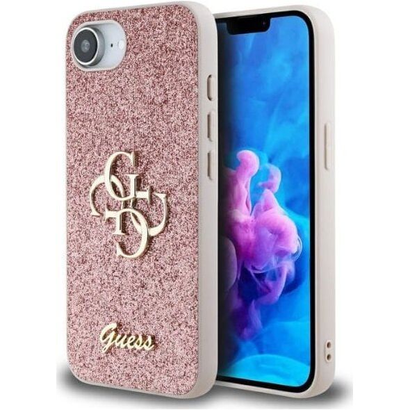 Etui Guess Fixed Glitter Big 4G do       iPhone 16e różowy