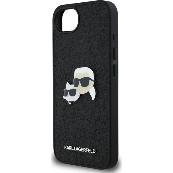 Etui Karl Lagerfeld Fixed Glitter        Karl&Choupette Heads Metal Pin do iPhone 16e czarny