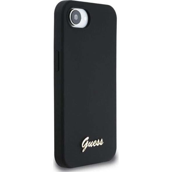 Etui Guess Silicone Script Metal Logo    MagSafe do iPhone 16e czarny