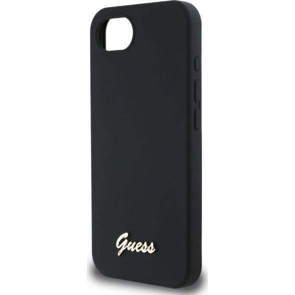 Etui Guess Silicone Script Metal Logo    MagSafe do iPhone 16e czarny