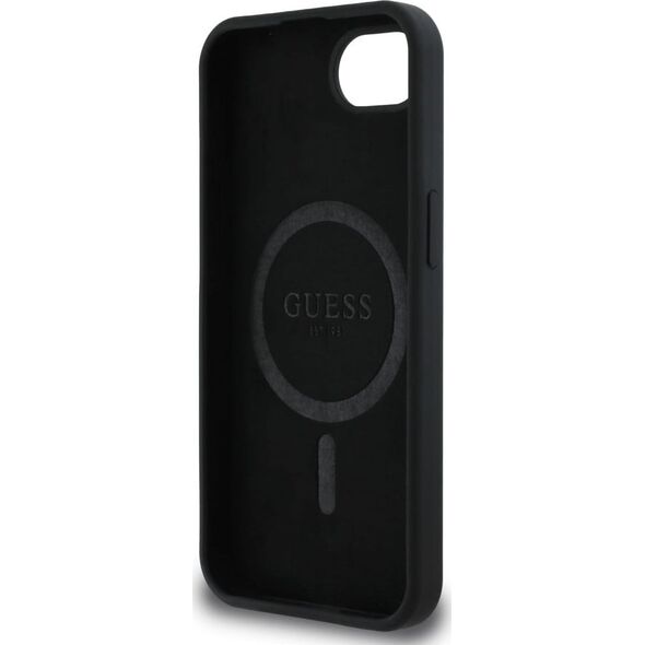 Etui Guess Silicone Script Metal Logo    MagSafe do iPhone 16e czarny
