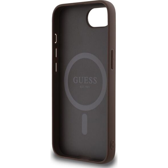 Etui Guess 4G Ring Classic Logo MagSafe  do iPhone 16e brązowy