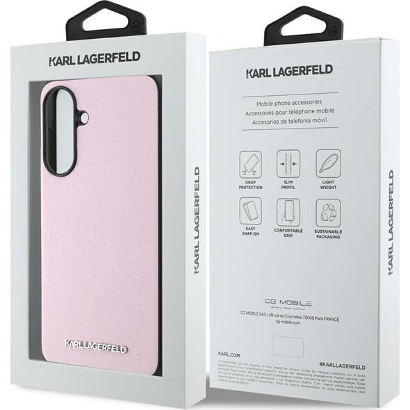 Etui Karl Lagerfeld Saffiano Metal Logo  do Samsung Galaxy A56 różowy