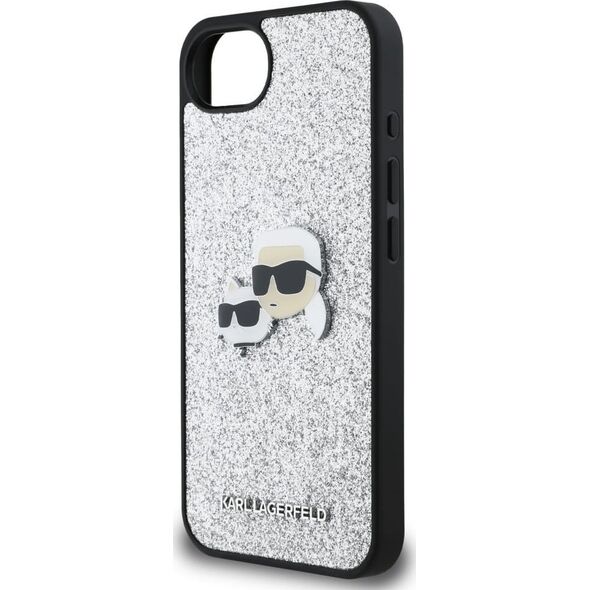Etui Karl Lagerfeld Fixed Glitter Ikonik Metal Pin do iPhone 16e srebrny