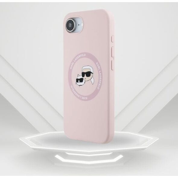 Etui Karl Lagerfeld Silicone             Karl&Choupette Heads MagSafe do iPhone 16e różowy
