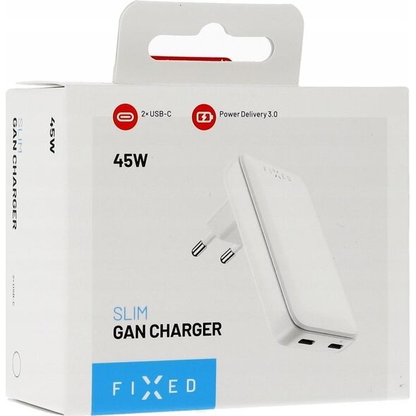 FIXED Slim GaN Travel Charger - ładowarka GaN USB-C z Power Delivery 45W biała - Gwarancja bezpieczeństwa. Proste raty. Bezpłatna wysyłka od 170 zł.