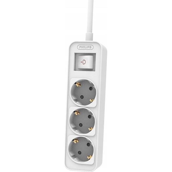 PRZEDŁUŻACZ SIECIOWY PHILIPS LISTWA ZASILAJĄCA BIAŁA 3 GNIAZDA SCHUKO 1,5M CHP2134W/58