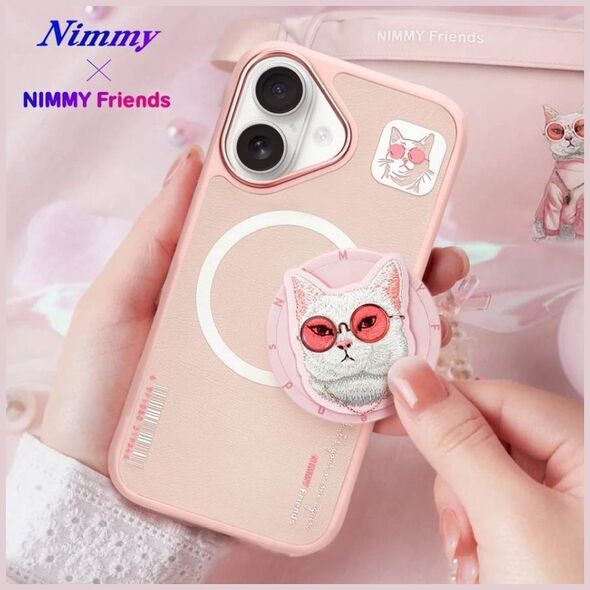Etui Nimmy Glasses Cool Cat do iPhone 16  różowy standard