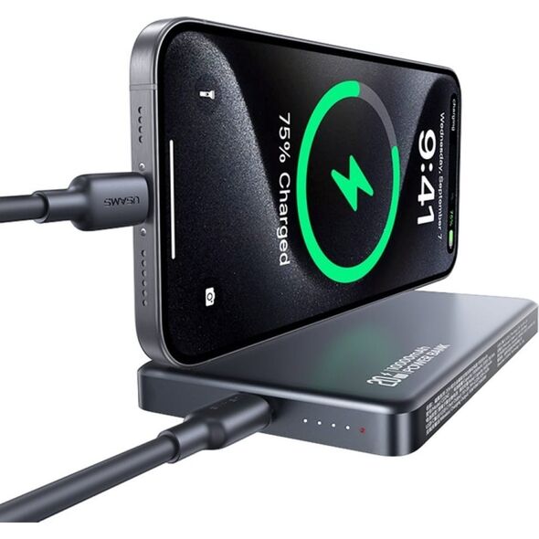 Powerbank USAMS CY Series CD242 10000mAh 20W Magnetic Wireless titanium