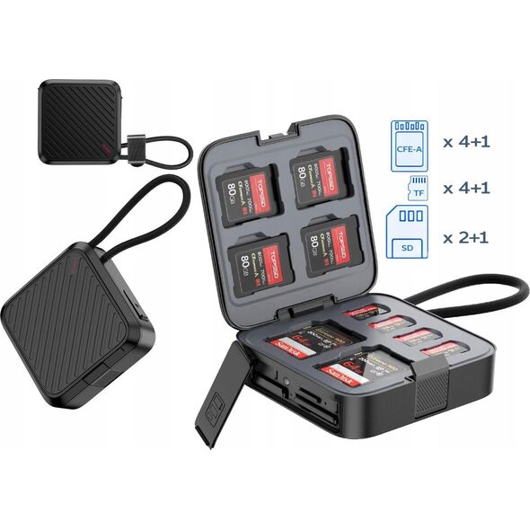 Etui na Karty Pamięci 13szt. + Czytnik 10Gbps 3w1 CFE-A SD TF / ULANZI / CRC10