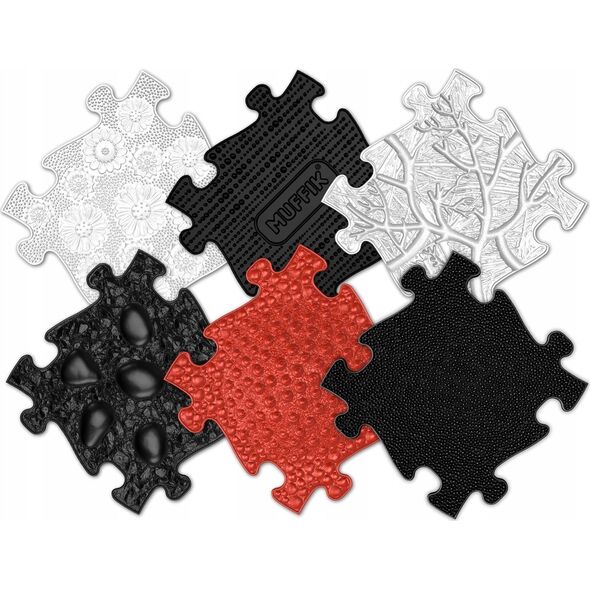Mata Sensoryczna Ortopedyczna ZESTAW 6w1 BABY B&W 6 PUZZLI SENSORYKA MUFFIK / MFK-023-3