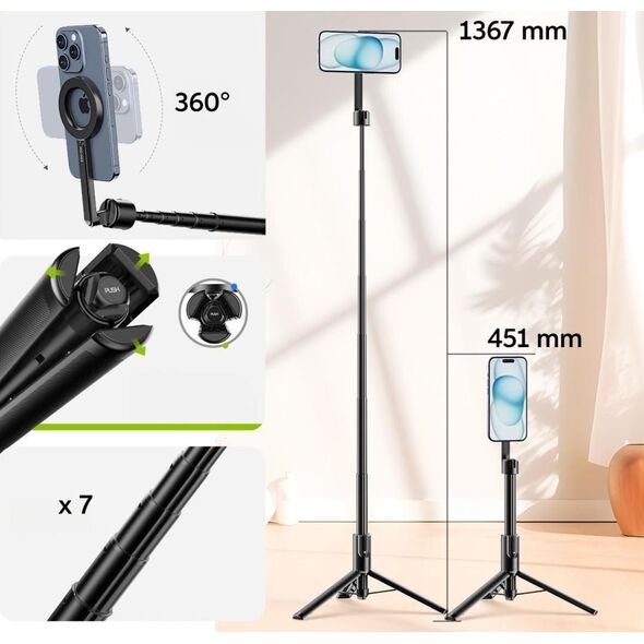Kijek SELFIE Stick Statyw 1.36m na Magnes MagSafe Telefon Smartfon + PILOT / MG-003 PRO